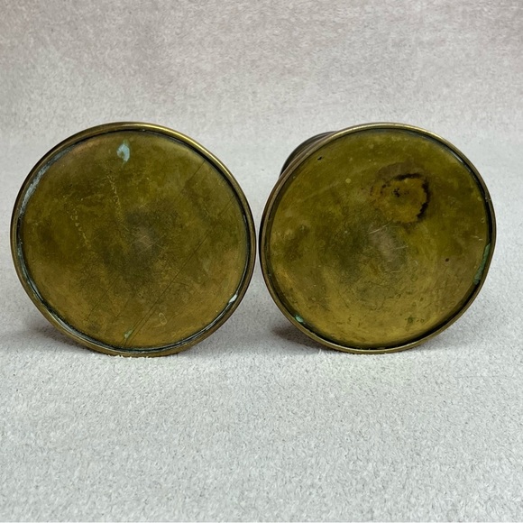 Vintage/Antique Hollow Form Brass Candlesticks Candle Holder Pair Set of 2 - Picture 4 of 9